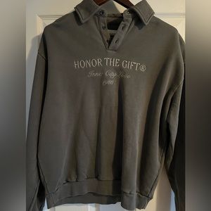 Honor the gift pullover Henley collar sweatshirt Grey weathered